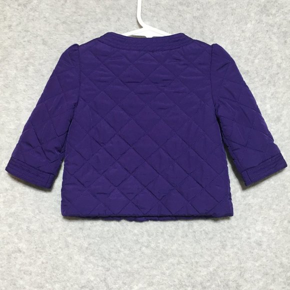 Janie and Jack Collection Girls 6-12M Jacket Quilted Coat Purple Full Zip Jacket - Picture 2 of 6